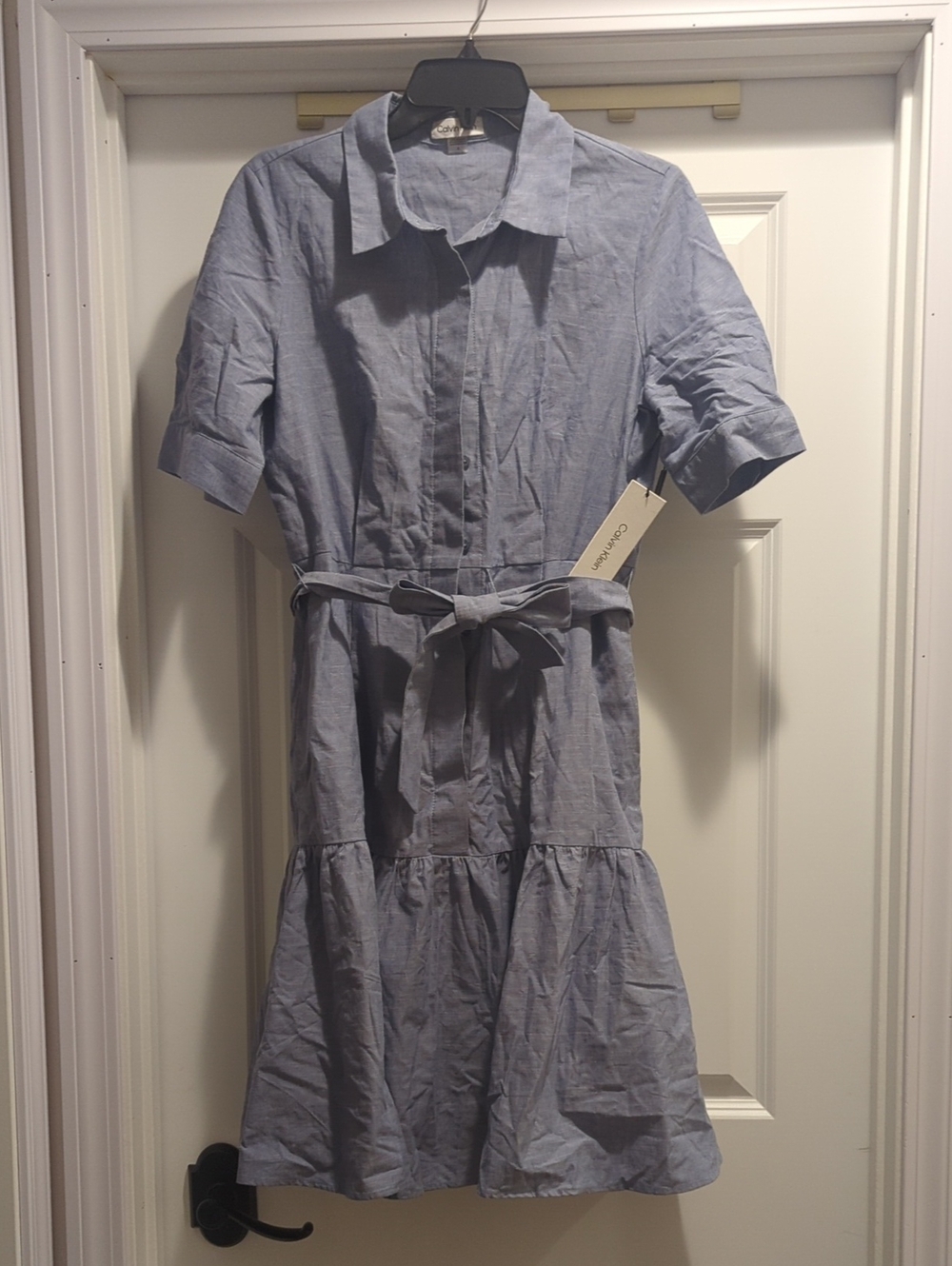 Calvin Klein Light Blue Button-Front Shirtwaist Dress